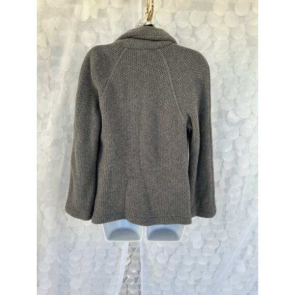 vintage womens Medium LACOSTE Gray Wool Cardigan sweater Chunky made in FRANCE - Picture 4 of 11